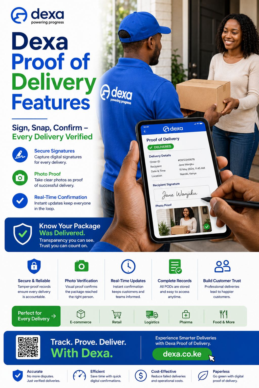 Dexa proof of delivery features