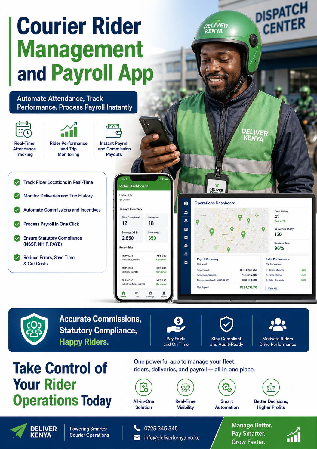 courier rider management and payroll app