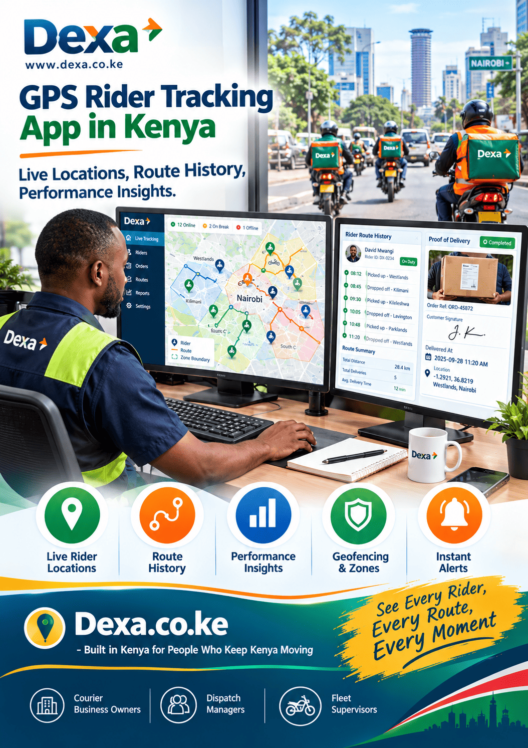 GPS rider tracking app in Kenya